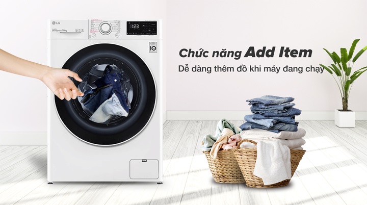Máy giặt LG cửa ngang 10kg - Linh động hơn khi cho đồ vào máy giặt nhờ tính năng Add Item