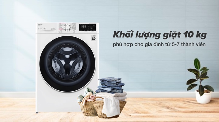 Máy giặt LG - Khối lượng giặt 10 kg, phù hợp cho gia đình từ 5 - 7 thành viên