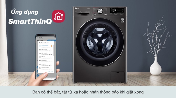 Máy giặt LG cửa ngang 11kg - Độc đáo với tính năng điều khiển từ xa bằng điện thoại qua ứng dụng Smart ThinQ