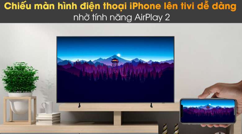 Tivi Samsung 55 inch Khung Tranh - Chia sẻ nội dung trên điện thoại lên màn hình tivi qua AirPlay 2, Tap View và Multi View