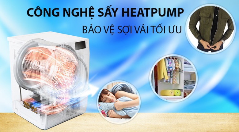 DVHP09W - Bảo vệ sợi vải tối ưu với công nghệ sấy Heatpump