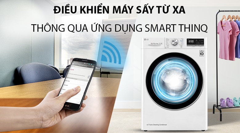 Máy sấy Heatpump LG - Điều khiển máy giặt từ xa tiện lợi với chức năng Smart ThinQ
