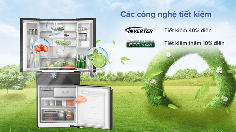 Tủ lạnh 4 cánh Panasonic - Tiết kiệm điện với cảm biến Econavi và công nghệ Inverter
